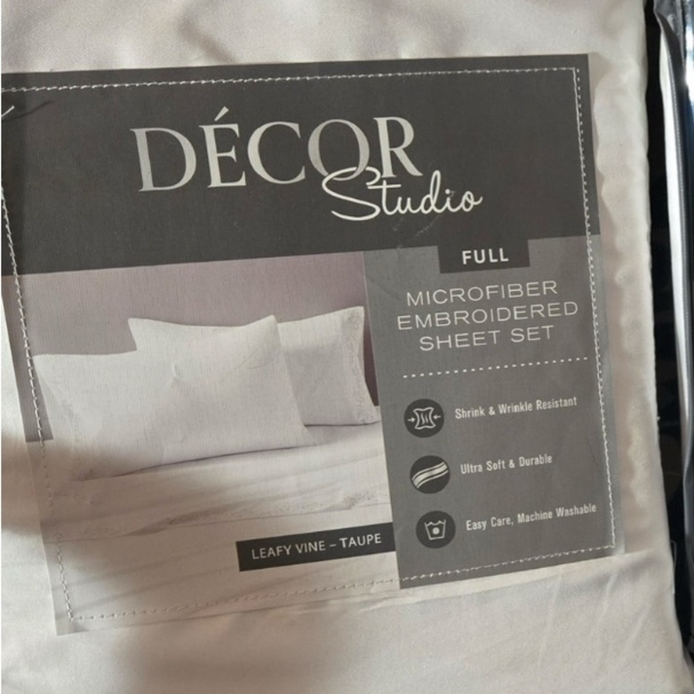 Taupe Microfiber Embroidered Sheet Set